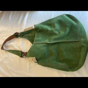 New green suede lucky bag